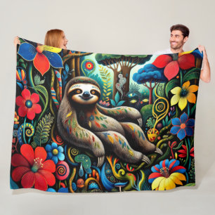 Ontspannende luiaard grappig dier fleece deken