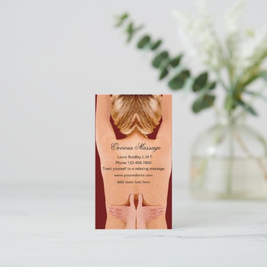 Ontspannende massagetherapie visitekaartje (Staand voorkant)