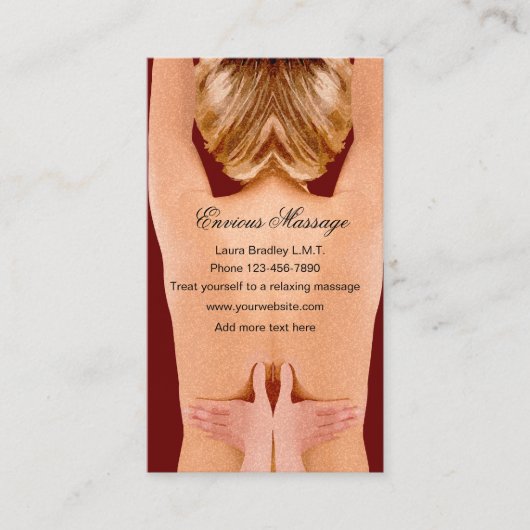 Ontspannende massagetherapie visitekaartje (Voorkant)