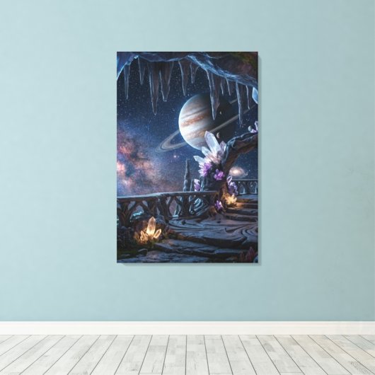 Ontspannende Planeet Ruimte canvas  Afdruk (Insitu (Houten vloer))