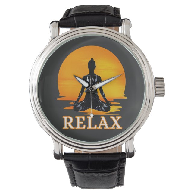 Ontspannende Yoga Sunset Meditatie Horloge (Voorkant)