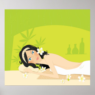 Ontspannende Zen Spa Vrouw Tropisch Welzijn Poster