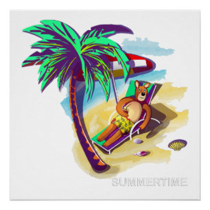 Ontspannende zomerbeer op tropisch strand perfect poster