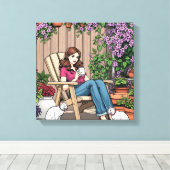 ontspanningsdag | Vrouwen met Planten, katten en k Canvas Afdruk (Insitu (Houten vloer))