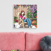 ontspanningsdag | Vrouwen met Planten, katten en k Canvas Afdruk (Insitu (Woonkamer))