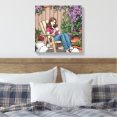 ontspanningsdag | Vrouwen met Planten, katten en k Canvas Afdruk (Insitu (Slaapkamer))