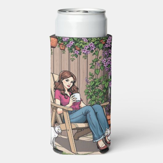 ontspanningsdag | Vrouwen met Planten, katten en k Seltzer Blikjeskoeler (Seltzer Achterkant)