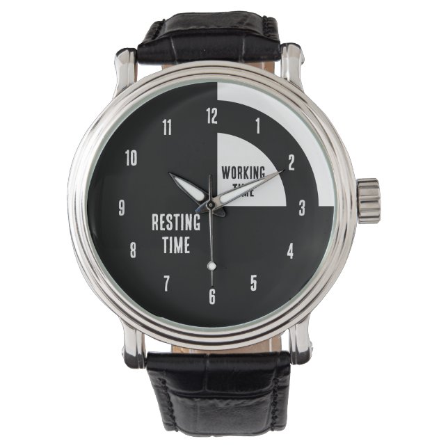 Ontspanningstijd / Werktijd Grappig Horloge (Voorkant)