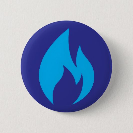 Ontsteek Blauwe Vlam Knop Ronde Button 5,7 Cm (Voorkant)