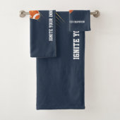 "Ontsteek je innerlijke kampioen!" RUGBYTEAM Bad Handdoek (Insitu)