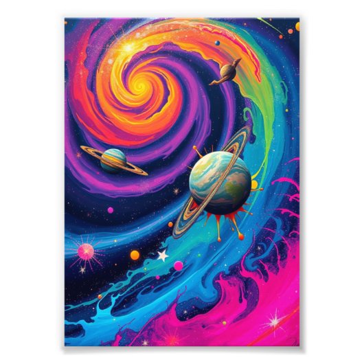 Ontsteek uw ruimte: Galactische Fusie Abstracte Mu Foto Afdruk (Voorkant)