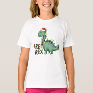Ontstoken dinosaurus T-shirt, Kinder T-Rex kerstbo T-shirt