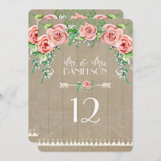 Ontvang BOHO Tafelnummer Schop Rozen (Voorkant / Achterkant)