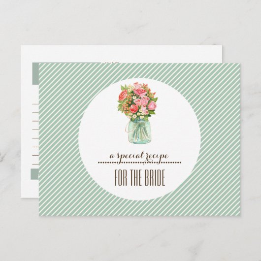 Ontvang Bride. Mason Jar Floral Briefkaart (Voorkant / Achterkant)