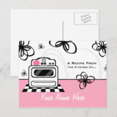 Ontvang Briefkaart - Retro Stove Modern Pink Kitch (Voorkant / Achterkant)
