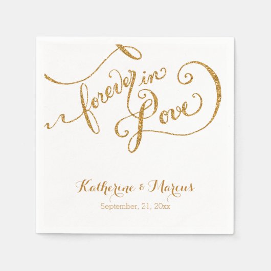 Ontvang decor Napkin Script for ever Love Glitter Servetten (Voorkant)