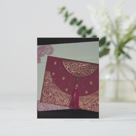 Ontvang Designer Hindu Trouwkaarten Briefkaart (Staand voorkant)