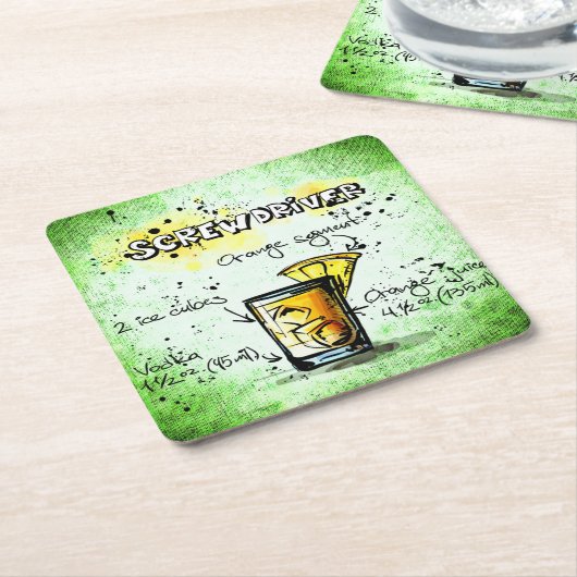 Ontvang Drink schroevendraaier Kartonnen Onderzetters (Schuin)