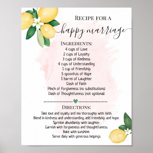 Ontvang een Happy Marriage Lemon Roze douche-cadea Poster (Voorkant)