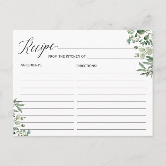 Ontvang Kaart voor de Bride Chic Eucalyptus Leaves (Voorkant)