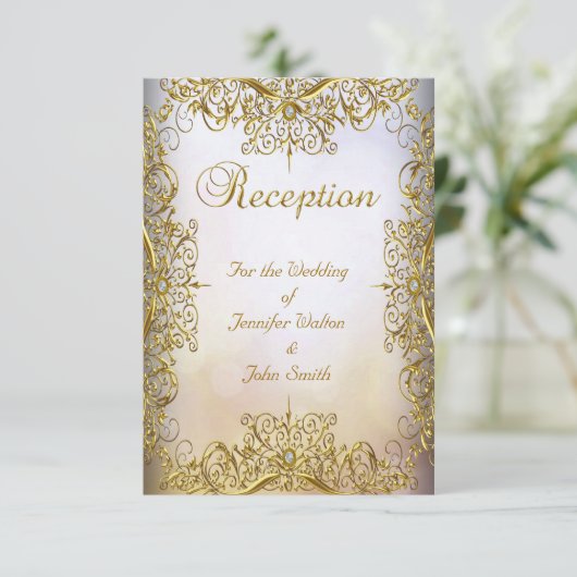 Ontvang Kaart Wedding Elegant Elite White Gold (Staand voorkant)