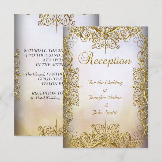 Ontvang Kaart Wedding Elegant Elite White Gold (Voorkant / Achterkant)