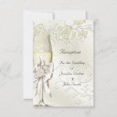 Ontvang Kaart Wedding Gold Cream Pearl Floral (Voorkant)