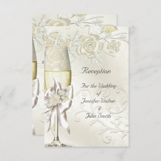Ontvang Kaart Wedding Gold Cream Pearl Floral (Voorkant / Achterkant)