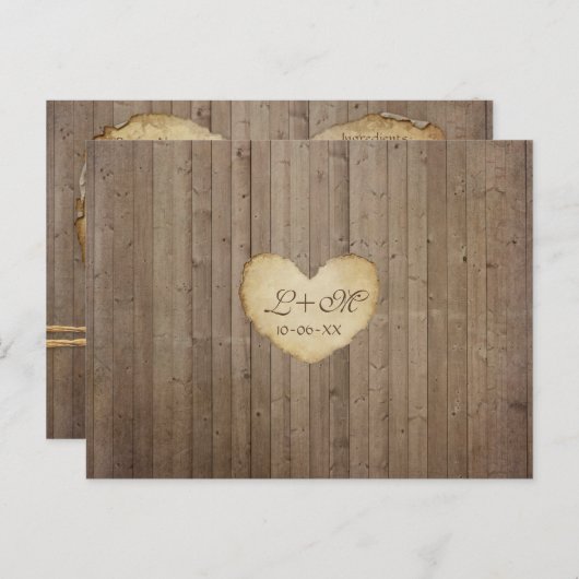 Ontvang Kaarten Rustic Wood Fence Boards Heart Bri (Voorkant / Achterkant)