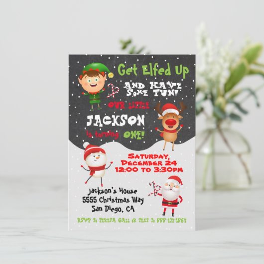 Ontvang kerstfeestelijke uitnodiging (Staand voorkant)