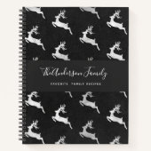 Ontvang kerstrendierzwart zilver monogram notitieboek (Voorkant)