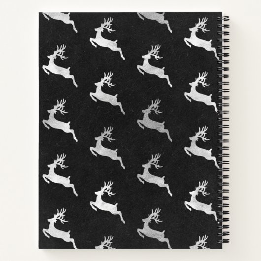 Ontvang kerstrendierzwart zilver monogram notitieboek (Achterkant)
