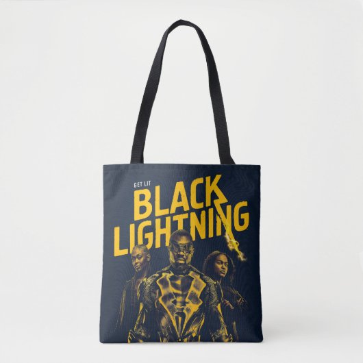 Ontvang Licht - Black Lightning Tote Bag (Voorkant)