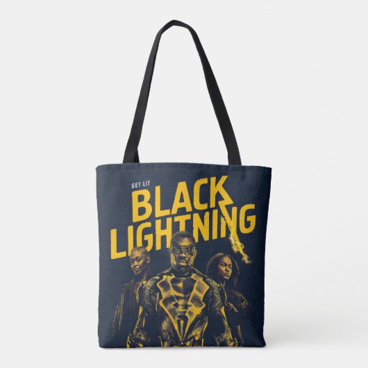 Ontvang Licht - Black Lightning Tote Bag (Achterkant)