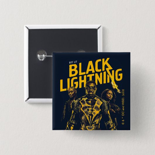 Ontvang Licht - Black Lightning Vierkante Button 5,1 Cm (Voorkant /achterkant)