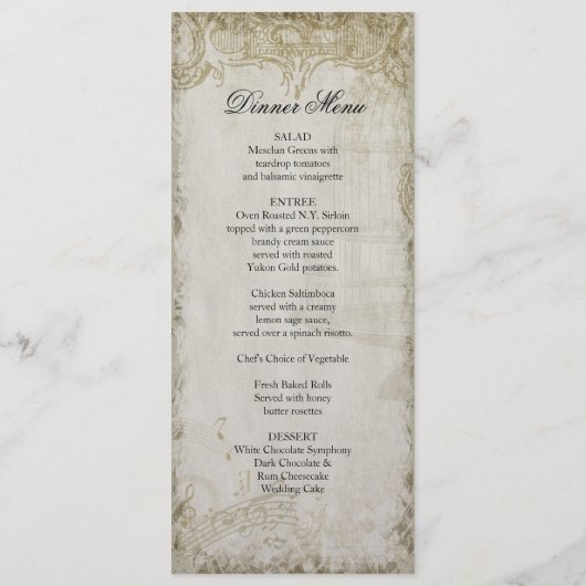 Ontvang menu Geel Song Bird Cage Floral (Achterkant)