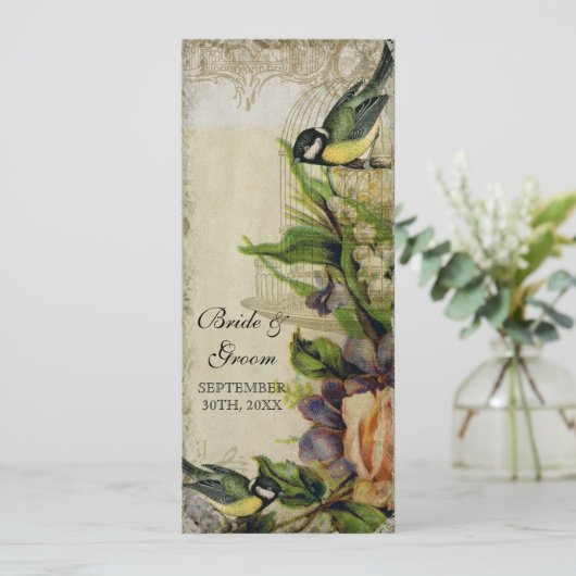 Ontvang menu Geel Song Bird Cage Floral (Staand voorkant)