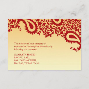 Ontvang Paisley Indian Style Wedding Flat Card Informatiekaartje