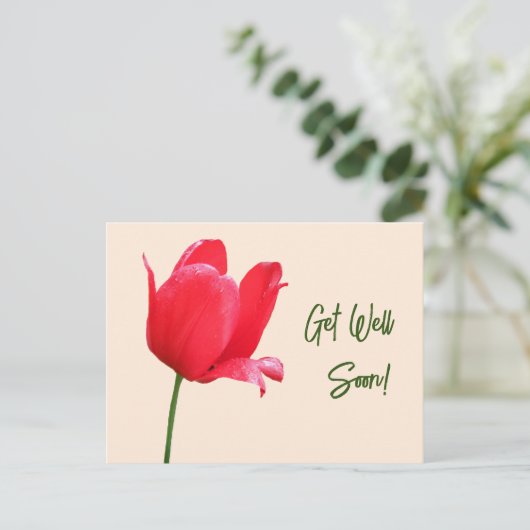 Ontvang snel rode tulp minimalistische bloemenboho briefkaart (Staand voorkant)