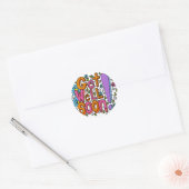 Ontvang snel SMS-Cartoon Ronde Sticker (Envelop)