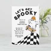 Ontvang Spooky Ghost verjaardagsuitnodiging Kaart (Staand voorkant)