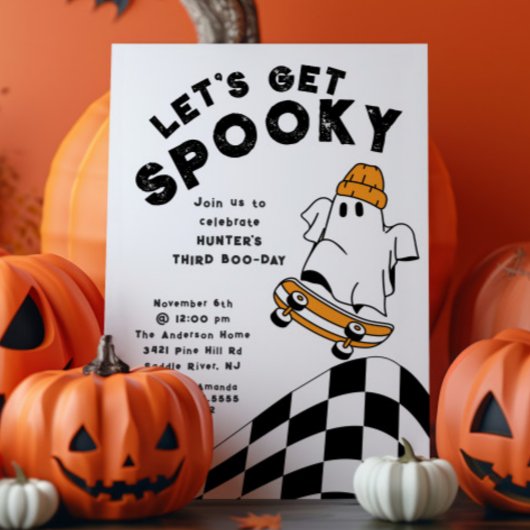 Ontvang Spooky Ghost verjaardagsuitnodiging Kaart