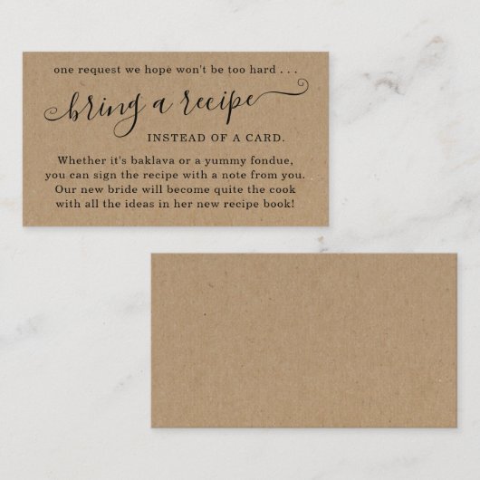 Ontvang Verzoek om Bridal Shower Uitnodiging Informatiekaartje (Voorkant / Achterkant)