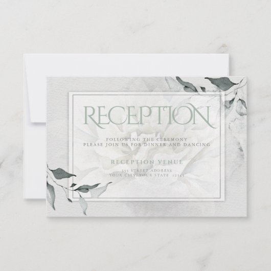 Ontvang Waterverf Groene Leafy Dahlia RSVP Kaartje (Voorkant)