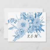 Ontvang Waterverf Light Blue in White Floral RSVP Kaartje (Achterkant)