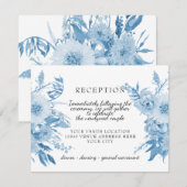 Ontvang Waterverf Light Blue in White Floral RSVP Kaartje (Voorkant / Achterkant)