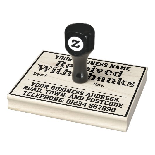 Ontvangen met Bedankt met naam, adres. Ontvangstbe Rubberstempel (Stempel)