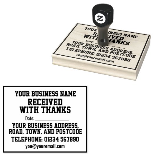 Ontvangen Met Dank met Naam, Adres & Datum Rubberstempel (Gestempeld)