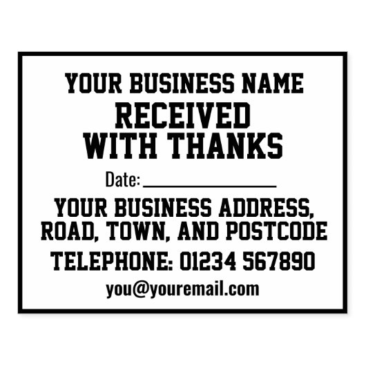 Ontvangen Met Dank met Naam, Adres & Datum Rubberstempel (Afrduk)