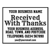 Ontvangen Met Dank Met Naam, Adres, Enz Rubberstempel (Afrduk)